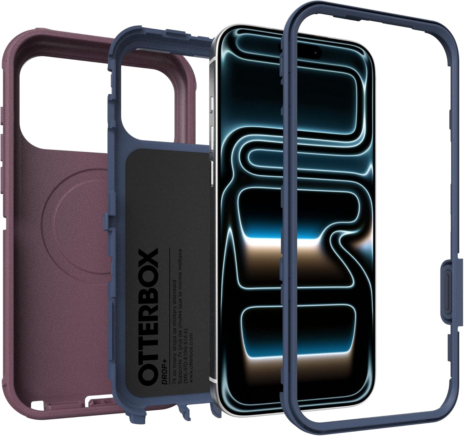 714r8D-5sYL._AC_SL1500_ OtterBox iPhone 17 Pro Max (Only) - Defender Series Case - Tulipwood Glow (Purple & Blue) - Snaps on MagSafe - Tough - Rugged & Durable