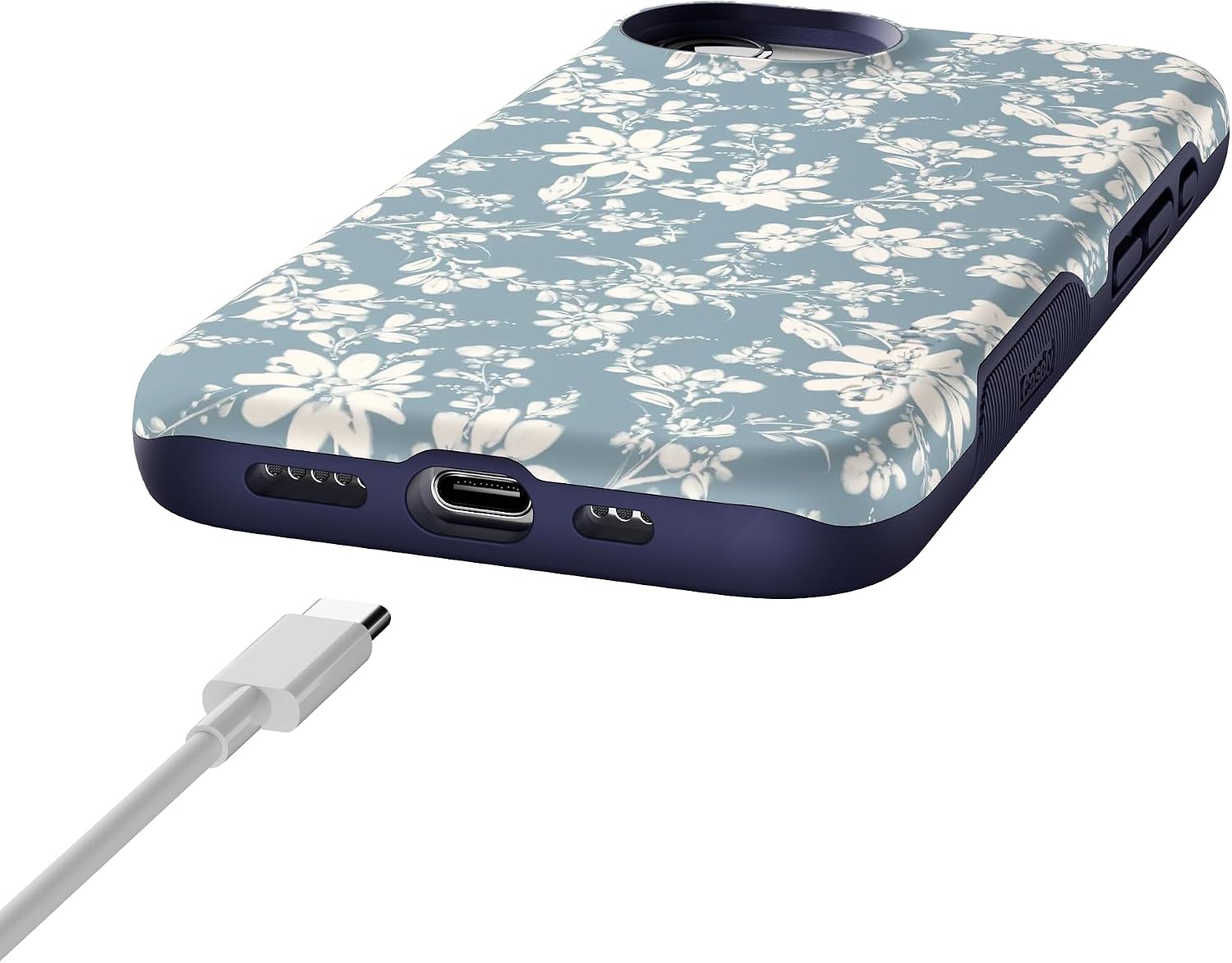 714t2SX7ZDL._AC_SL1500_ Casely iPhone 16e Case | Afternoon Tea | Blue Floral | Bold Protective Design | Compatible with MagSafe