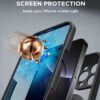 Miracase for iPhone 16 Pro Case with 360° Magnetic Ring Stand [Compatible with Magsafe] Full-Body Drop Proof Bumper Phone Case with Built-in 9H Tempered Glass Screen Protector,Black