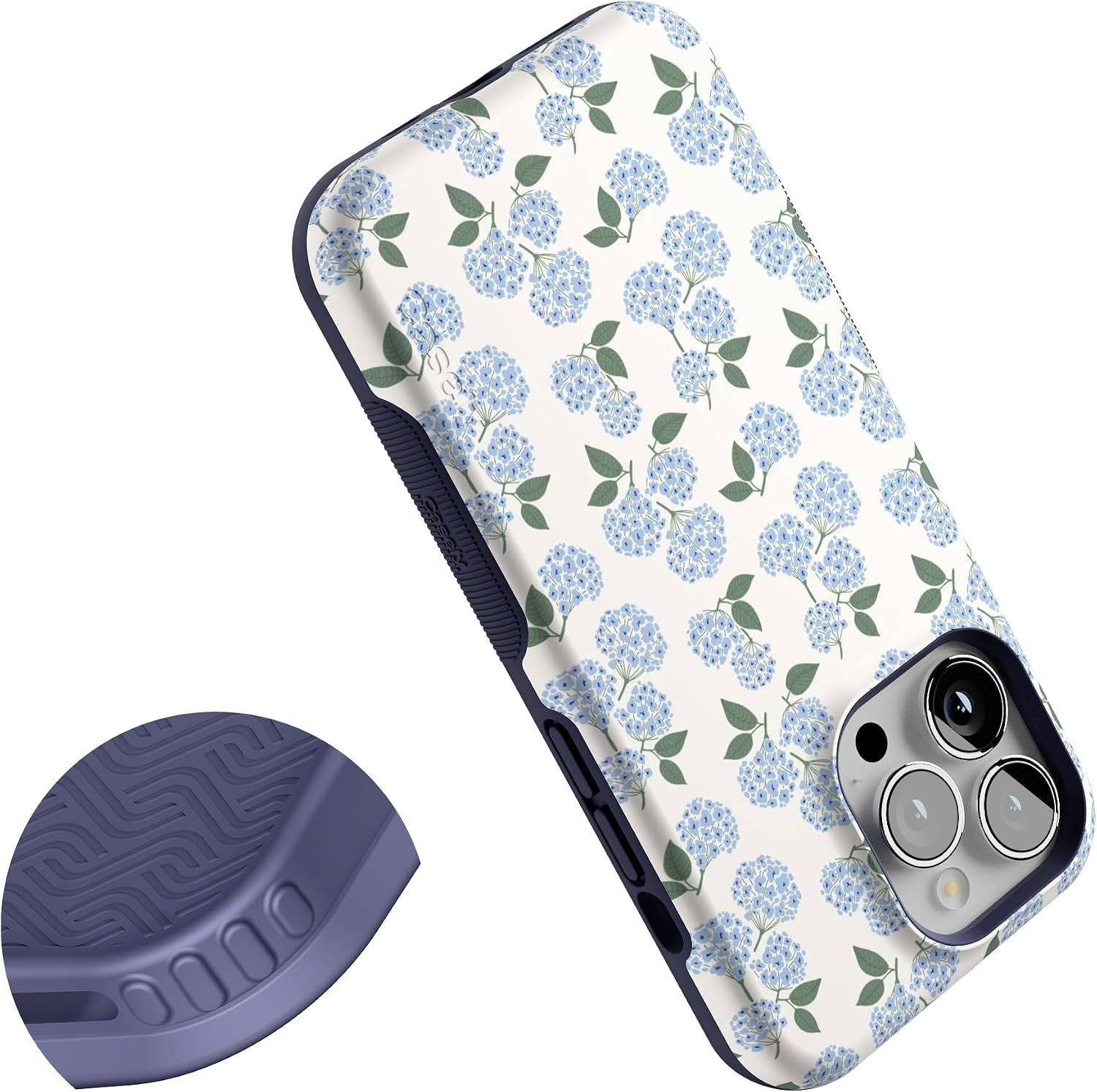 7152QqaVABL._AC_SL1500_ Casely iPhone 13 Pro Case | Nantucket Cottage | Blue Hydrangea | Bold Protective Design | Compatible with MagSafe