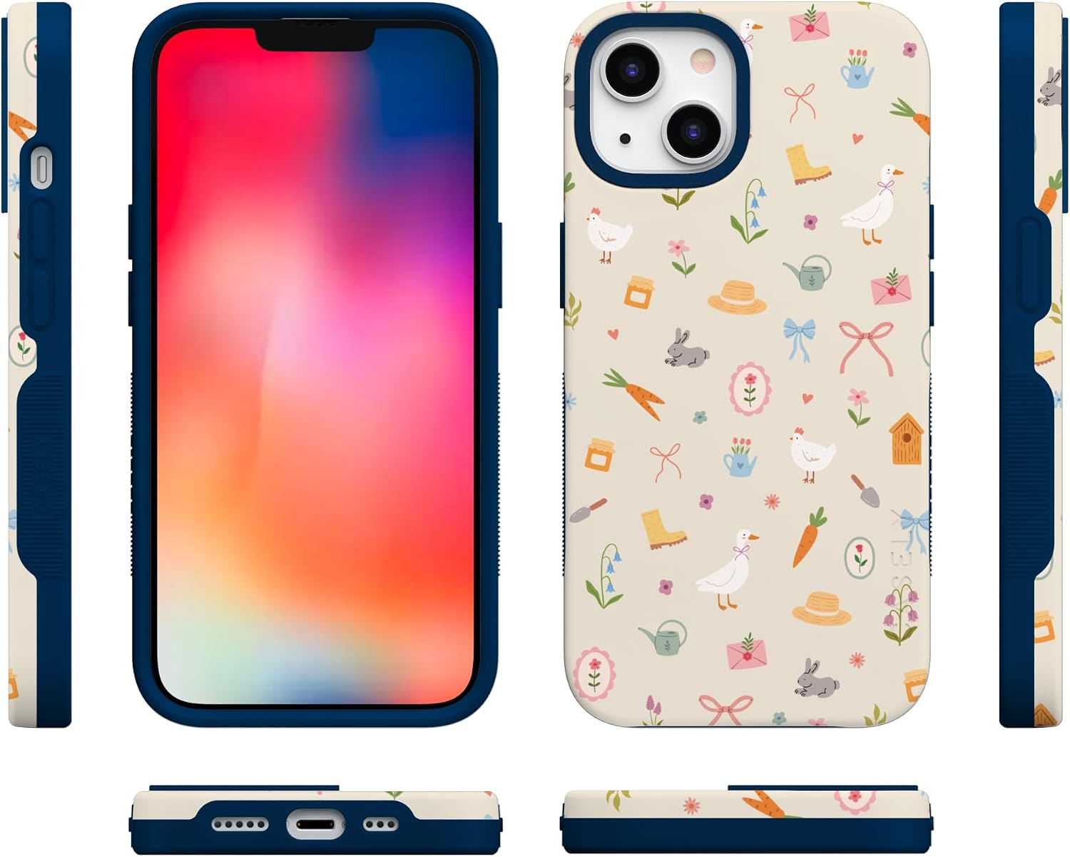 71532zBwQL._AC_SL1500_ Casely iPhone 13 Mini Case | Hoppy Garden | Spring Things | Bold Protective Design | Compatible with MagSafe
