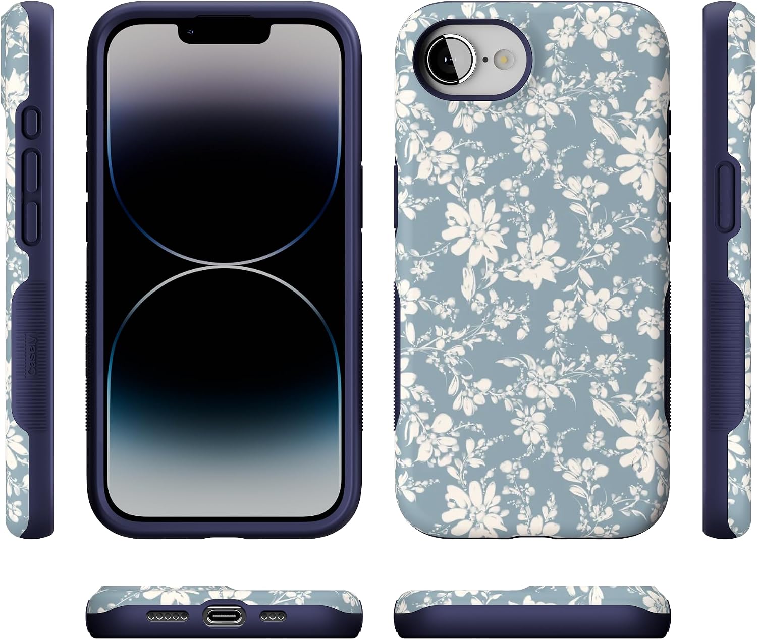 715G4JdonFL._AC_SL1500_ Casely iPhone 16e Case | Afternoon Tea | Blue Floral | Bold Protective Design | Compatible with MagSafe