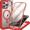 715dX5GNLrL._AC_SL1500_ Miracase Magnetic for iPhone 15 Pro Case Full-Body Bumper Phone case with Built-in Glass Screen Protector& Camera Protector, Military Drop Proof 15 Pro Cover, Magnetic Red