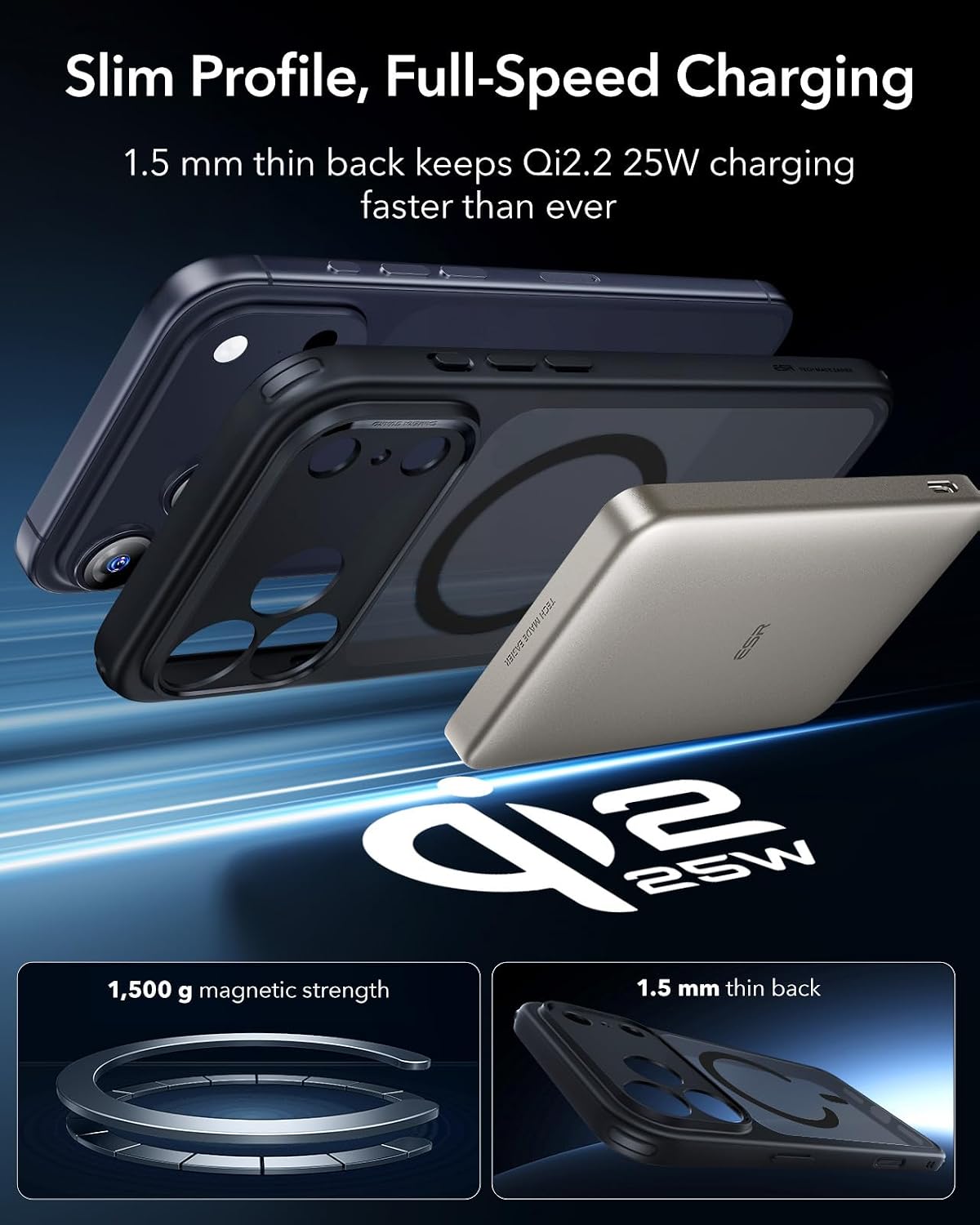 7163KurwkvL._AC_SL1500_ ESR for iPhone 17 Pro Max Case, Camera Control Cover, Compatible with MagSafe, Shockproof Military-Grade Protection, Magnetic Phone Case for iPhone 17 Pro Max, Classic Hybrid Case, Frosted Black