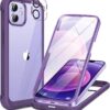 716KKRrVtL._AC_SL1500_ Miracase Glass Series for iPhone 12/12 Pro Case 6.1 inch, Upgraded Full-Body Rugged Phone Bumper Case Cover with Built-in 9H Tempered Glass Screen Protector and Camera Protector, Purple