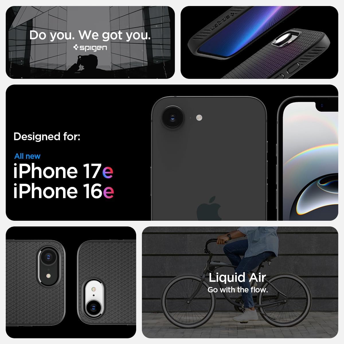 Spigen for iPhone 17e / 16e Case, Liquid Air [Military-Grade Protection] - Matte Black | Military-Grade Protection