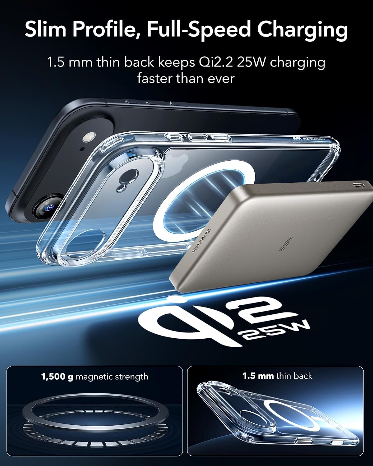 716WBE9ltLL._AC_SL1500_ ESR for iPhone Air Case, Camera Control Cover, Compatible with MagSafe, Shockproof Military-Grade Protection, Magnetic Phone Case for iPhone Air, Classic Hybrid Case, Clear