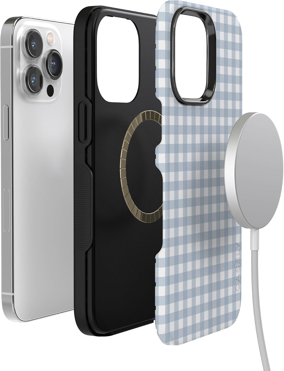 716h-xjr9gL._AC_SL1500_ Casely iPhone 14 Pro Case | Pastel Picnic | Blue Gingham | Bold Protective Design | Compatible with MagSafe