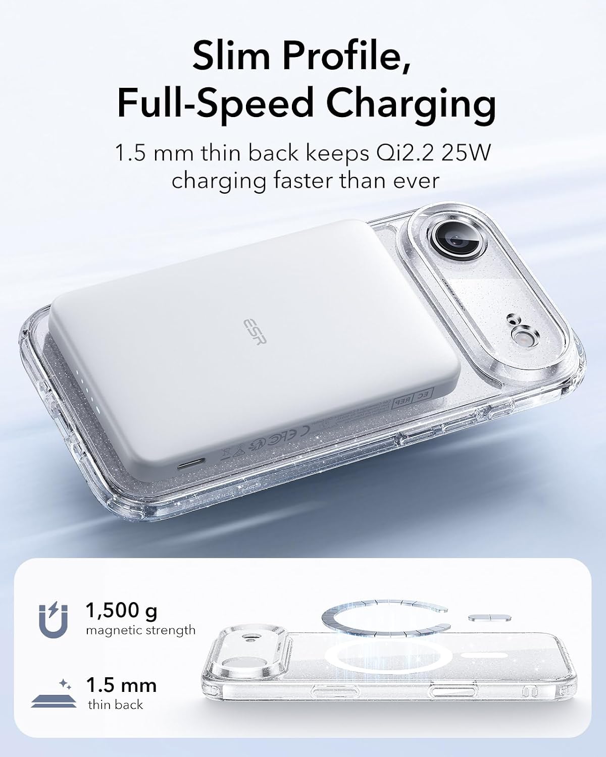 717GUdLPz9L._AC_SL1500_ ESR for iPhone Air Case, Camera Control Cover, Compatible with MagSafe, Shockproof Military-Grade Protection, Magnetic Phone Case for iPhone Air, Classic Hybrid Case, Clear Shimmer