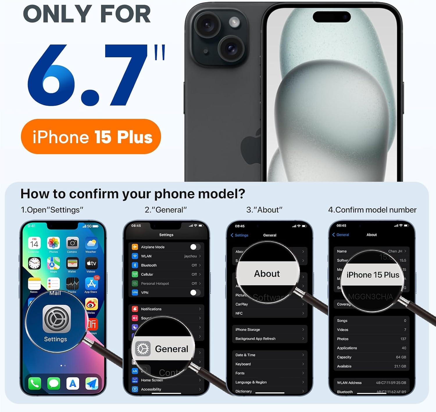 Miracase Magnetic for iPhone 15 Plus Case, [Soft Anti-Scratch Microfiber Lining], Compatible with MagSafe, Liquid Silicone Shockproof Drop Protection Phone Case for 15 Plus, Black