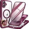 Miracase Magnetic for iPhone 16 Plus Case Full-Body Phone with Built-in Glass Screen Protector, [Compatible with MagSafe] Military Drop Proof 16 Plus Cover 6.7 inch, Plum