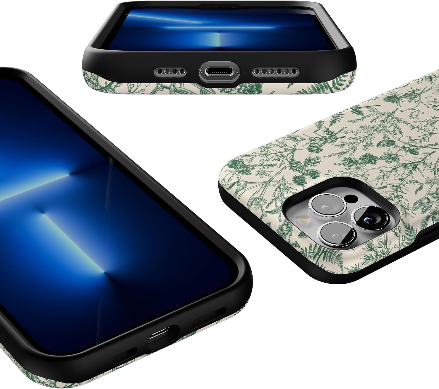717lsMeO6mL._AC_SL1500_ Casely iPhone 13 Pro Max Case | Green Floral | Sage Garden | Bold Protective Design | Compatible with MagSafe