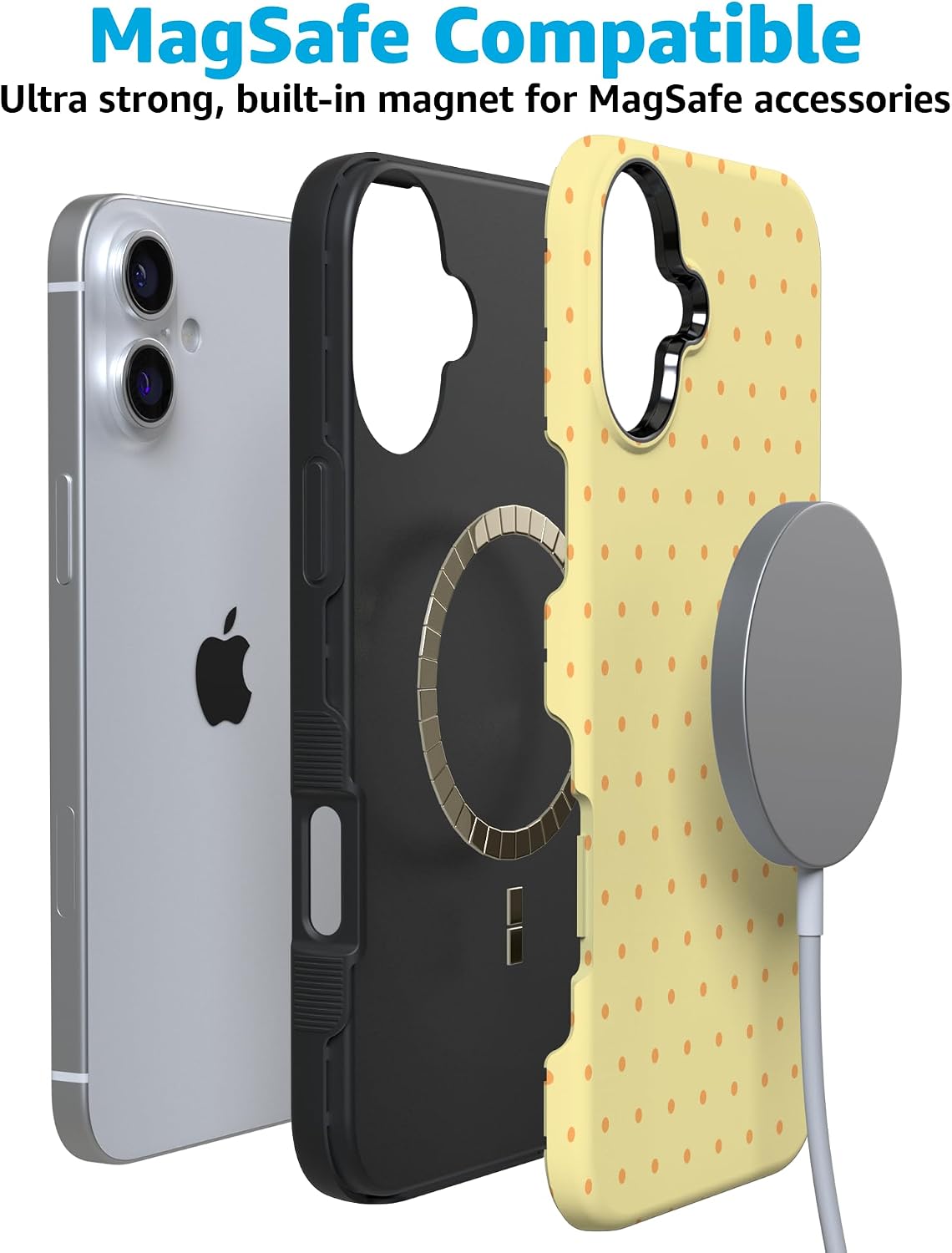 718DPDVNDRL._AC_SL1500_ Casely iPhone 16 Plus Case | On the Dot | Yellow Polka Dot | Bold Protective Design | Compatible with MagSafe