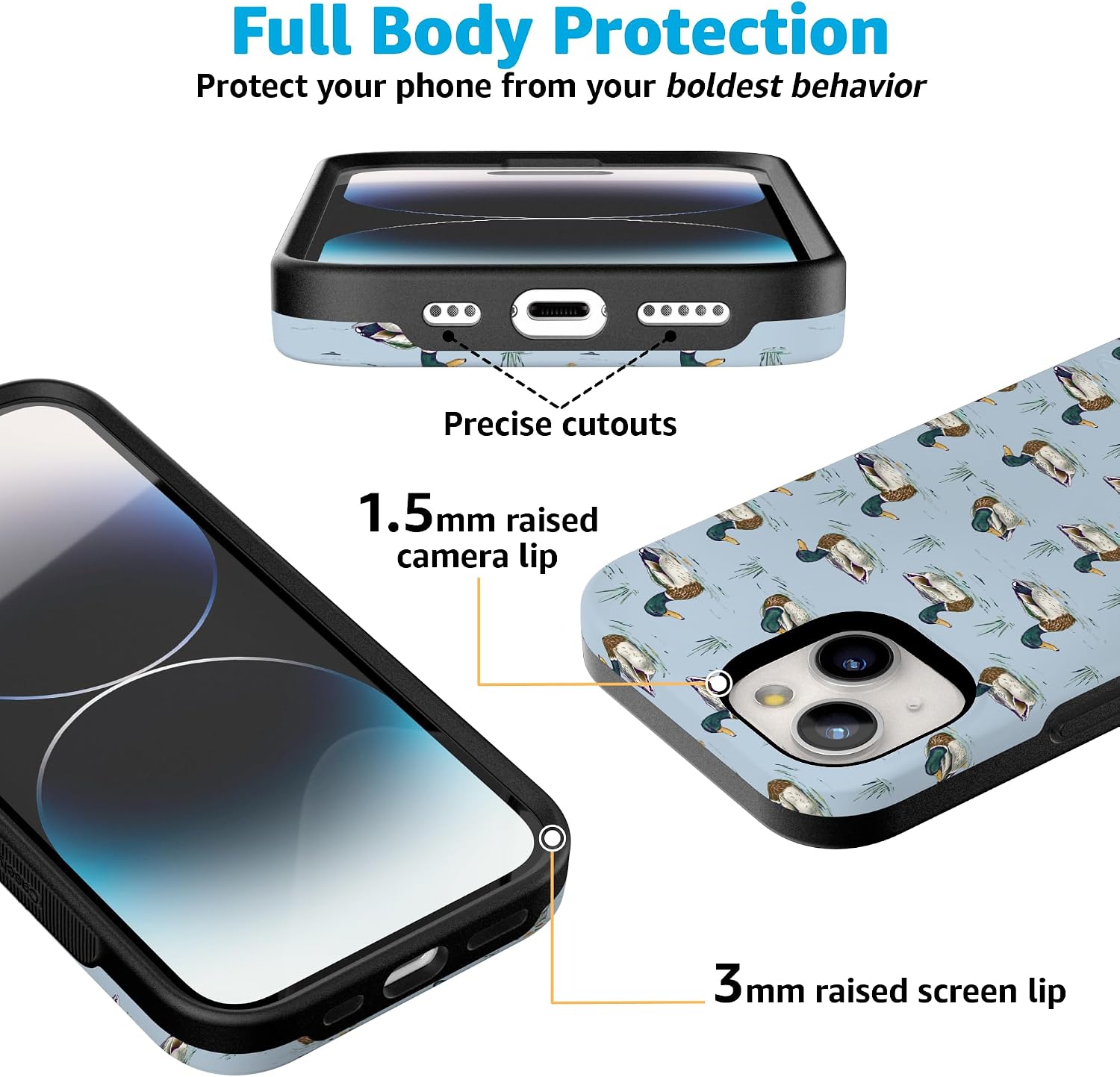 718Y6jvncGL._AC_SL1500_ Casely iPhone 15 Plus Case | Blue Mallard & Co. | The Boyfriend Collection | Bold Protective Design | Compatible with MagSafe