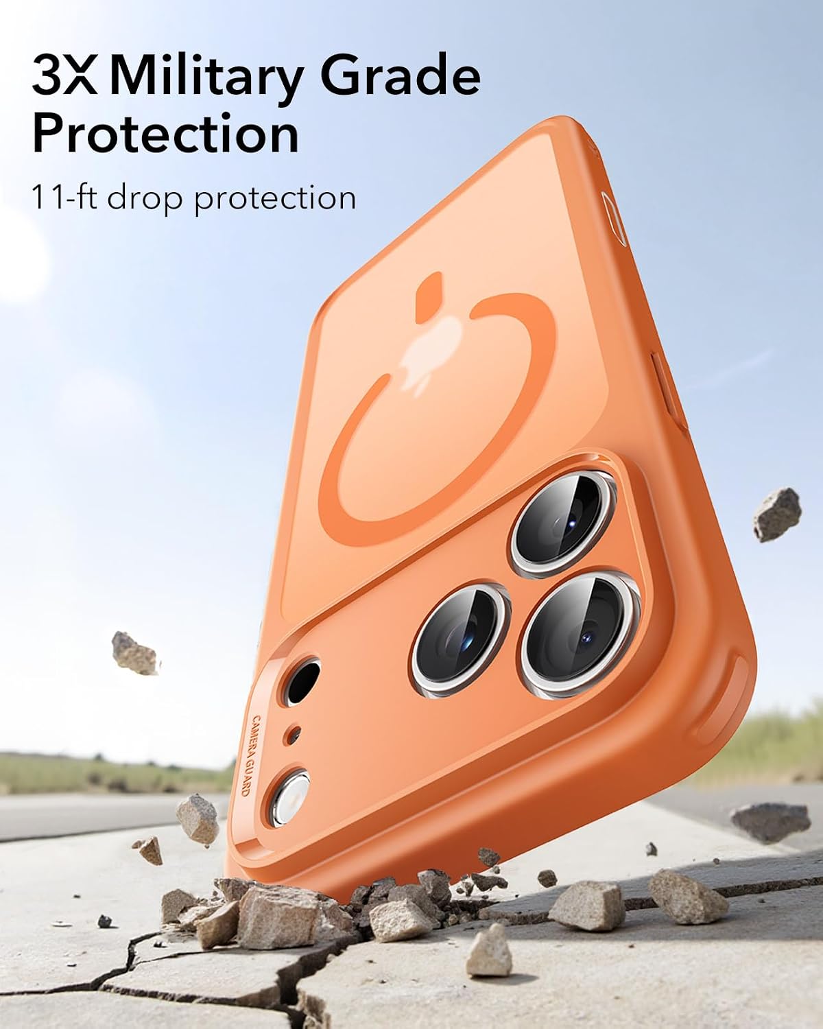 718gmCpq62L._AC_SL1500_ ESR for iPhone 17 Pro Case, Camera Control Cover, Compatible with MagSafe, Shockproof Military-Grade Protection, Magnetic Phone Case for iPhone 17 Pro, Classic Hybrid Case, Frosted Orange
