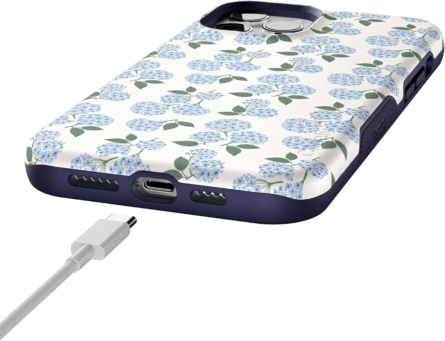 718hurQcUgL._AC_SL1500_ Casely iPhone 12 Pro Max Case | Nantucket Cottage | Blue Hydrangea | Bold Protective Design | Compatible with MagSafe