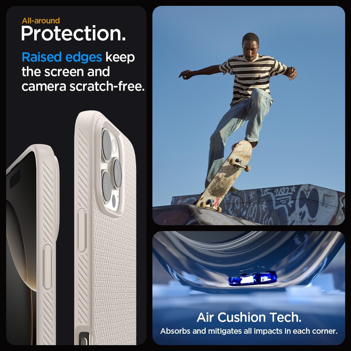 Spigen Liquid Air Designed for iPhone 16 Pro Case [NOT Compatible with MagSafe], [Military-Grade Protection] - Natural Titanium