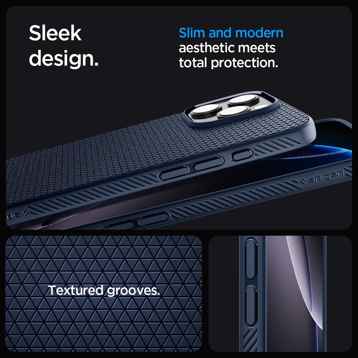 Spigen Liquid Air Designed for iPhone 16 Pro Case [NOT Compatible with MagSafe], [Military-Grade Protection] - Navy Blue