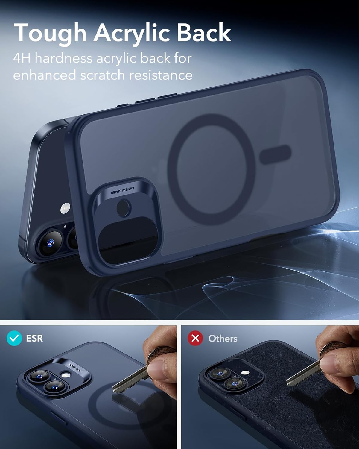 718zUIgU6JL._AC_SL1500_ ESR for iPhone 17 Case, Camera Control Cover, Compatible with MagSafe, Shockproof Military-Grade Protection, Magnetic Phone Case for iPhone 17, Classic Hybrid Case, Frosted Blue