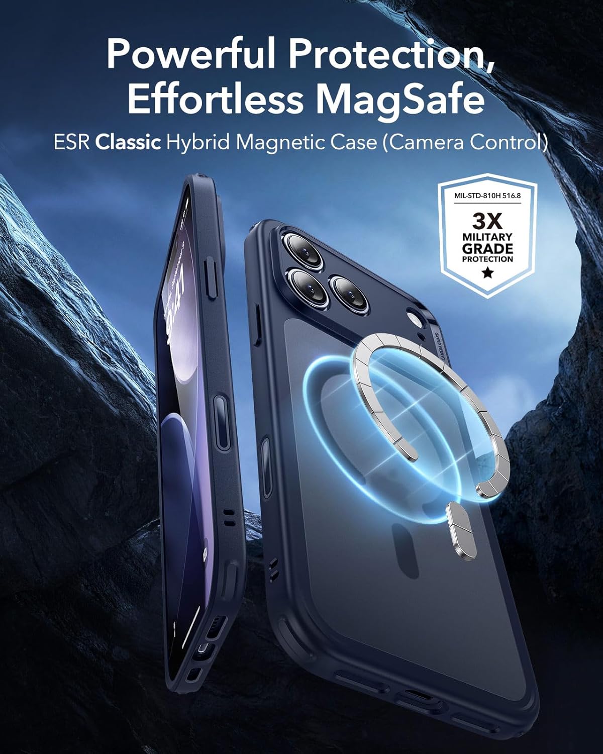7196o6Hy7UL._AC_SL1500_ ESR for iPhone 17 Pro Case, Camera Control Cover, Compatible with MagSafe, Shockproof Military-Grade Protection, Magnetic Phone Case for iPhone 17 Pro, Classic Hybrid Case, Frosted Blue