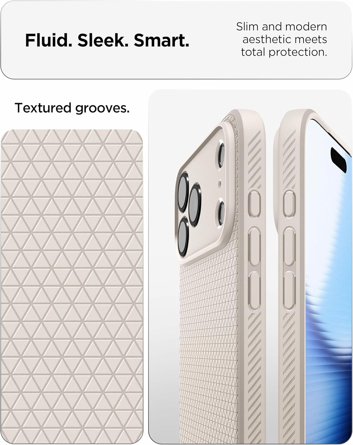 Spigen for iPhone 17 Pro Max Case, Liquid Air [TPU Covered Camera Control] [No Magnet Ring] [Military-Grade Protection] - Natural Titanium