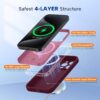 Miracase Magnetic for iPhone 15 Pro Max Case, [Soft Anti-Scratch Microfiber Lining], Compatible with MagSafe, Liquid Silicone Case Shockproof Drop Protection Phone Case for 15 ProMax, Wine Red