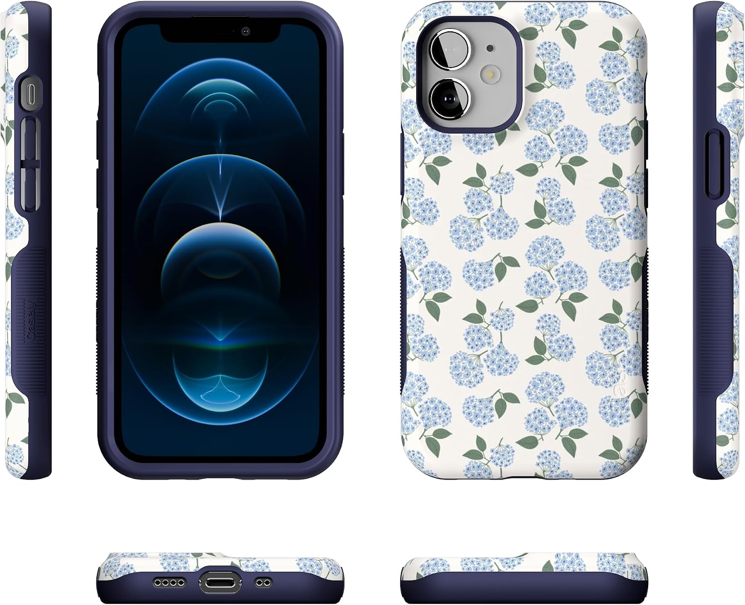 71A-kh8Zu7L._AC_SL1500_ Casely iPhone 12 Mini Case | Nantucket Cottage | Blue Hydrangea | Bold Protective Design | Compatible with MagSafe