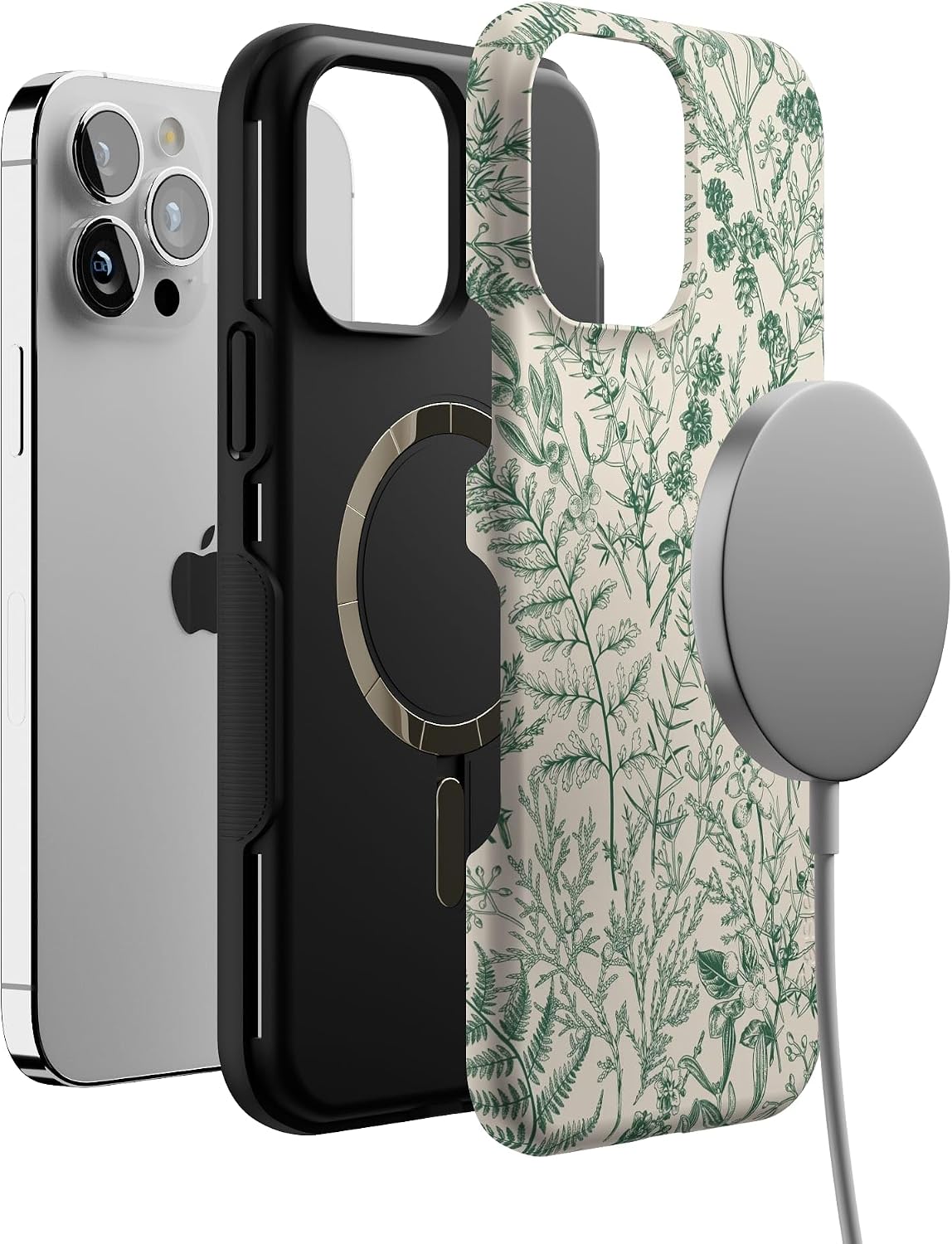 71A9OoyqyhL._AC_SL1500_ Casely iPhone 13 Pro Max Case | Green Floral | Sage Garden | Bold Protective Design | Compatible with MagSafe
