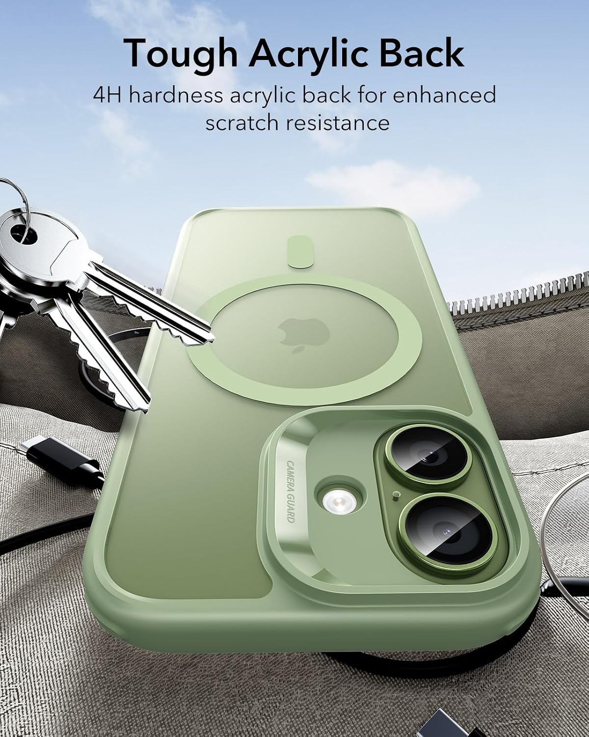 71AIoX42YfL._AC_SL1500_ ESR for iPhone 17 Case, Camera Control Cover, Compatible with MagSafe, Shockproof Military-Grade Protection, Magnetic Phone Case for iPhone 17, Classic Hybrid Case, Frosted Light Green