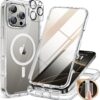 Miracase Magnetic for iPhone 16 Pro Case Full-Body Phone with Built-in Glass Screen Protector, [Compatible with MagSafe] Military Drop Proof 16 Pro Cover Bumper 6.3 inch, Clear