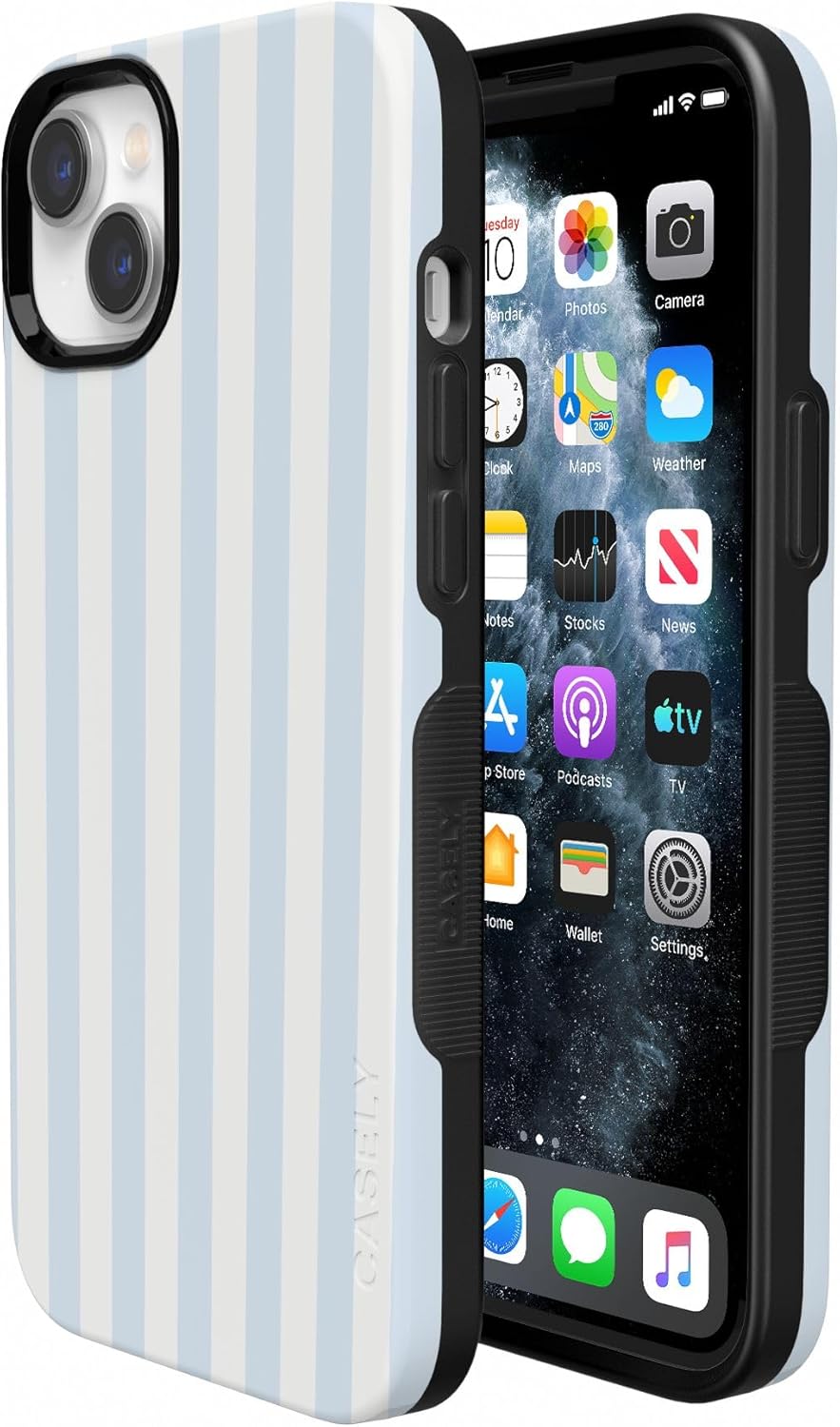 71AgRIK8VL._AC_SL1500_ Casely iPhone 14 Case | Blue Stripes | Sunday Best | Bold Protective Design | Compatible with MagSafe