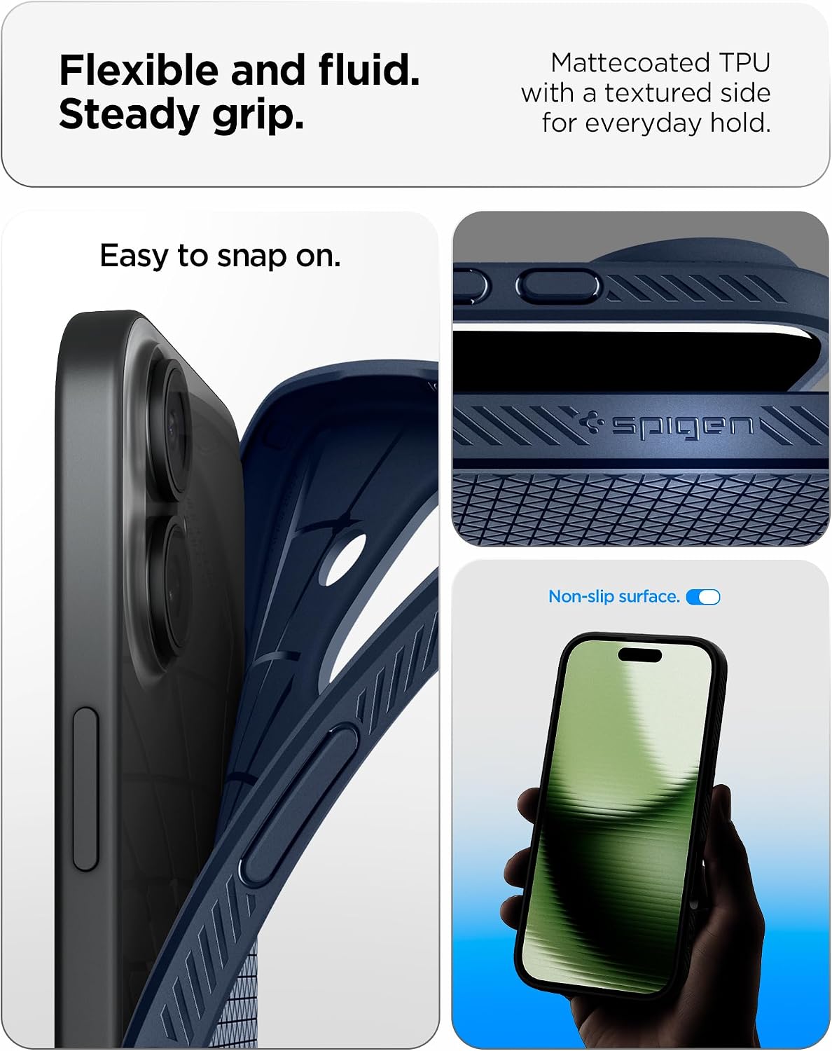 Spigen for iPhone 17 Case, Liquid Air [TPU Covered Camera Control] [No Magnet Ring] [Military-Grade Protection] - Navy Blue