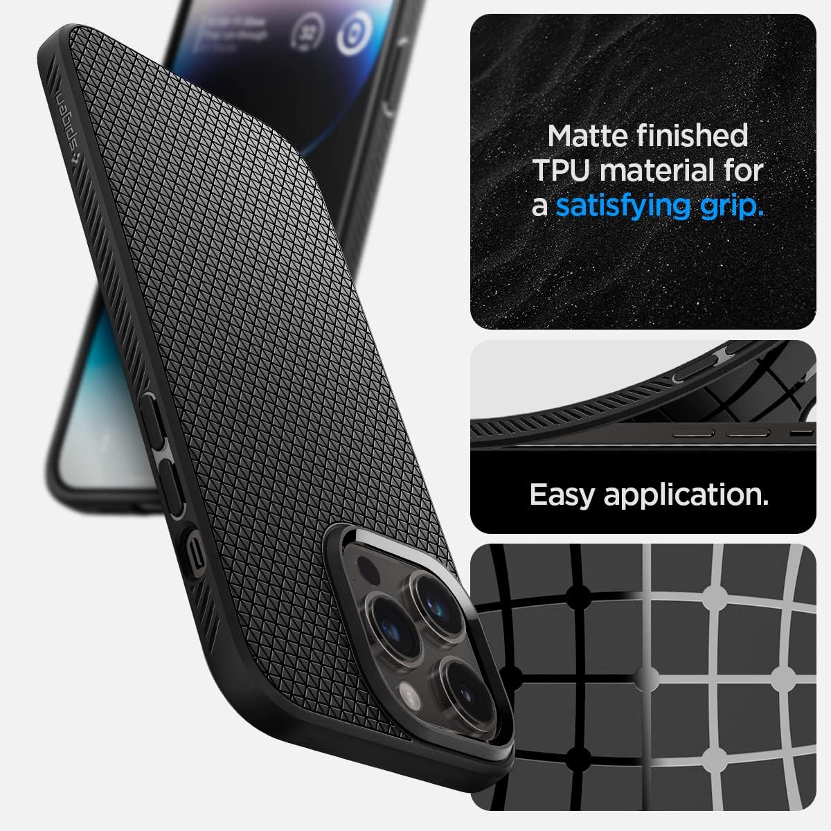 Spigen Liquid Air Designed for iPhone 14 Pro Max Case (2022) [Military-Grade Protection] - Matte Black