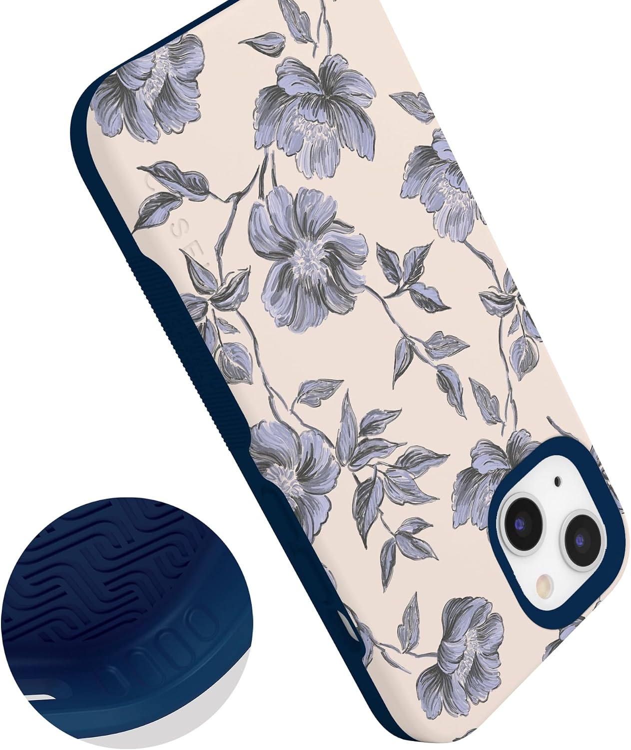 71BJP8MKs4L._AC_SL1500_ Casely iPhone 13 Case | Ink & Iris | Vintage Floral | Bold Protective Design | Compatible with MagSafe