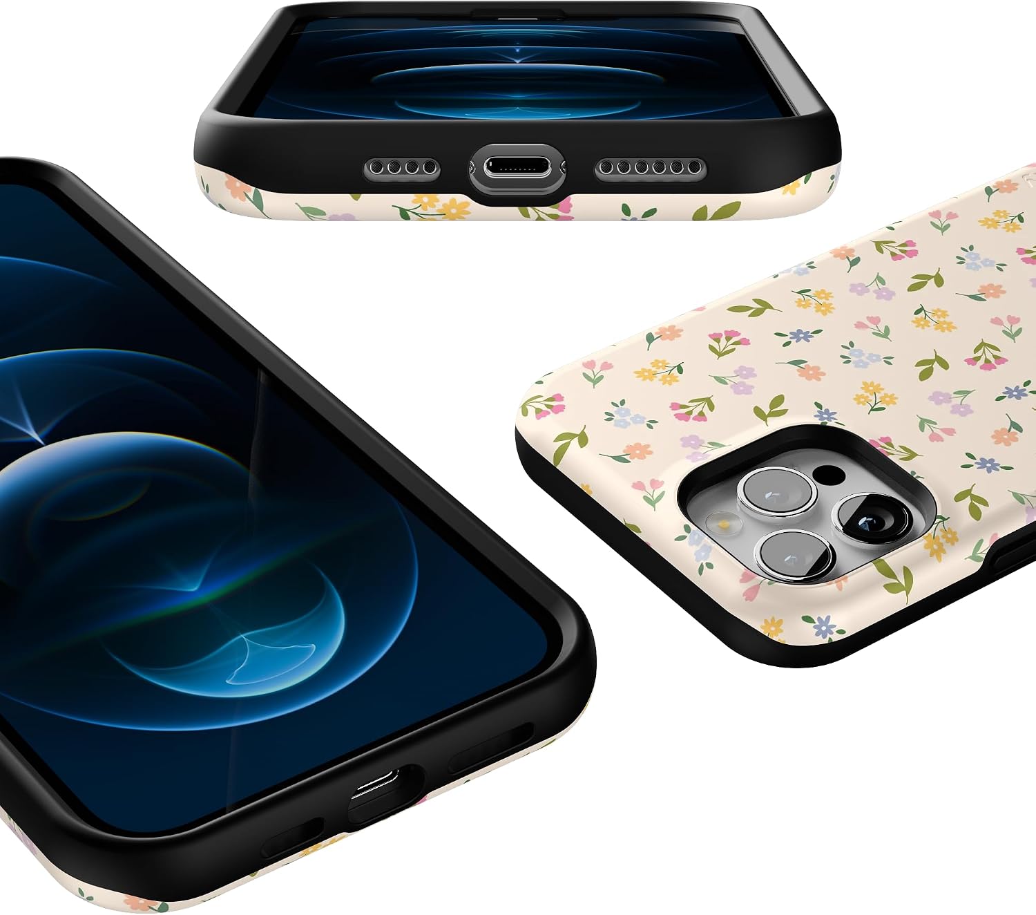 71BMhM6y3L._AC_SL1500_ Casely iPhone 12 Pro Max Case | Ditsy Floral | Tiny Flowers | Bold Protective Design | Compatible with MagSafe