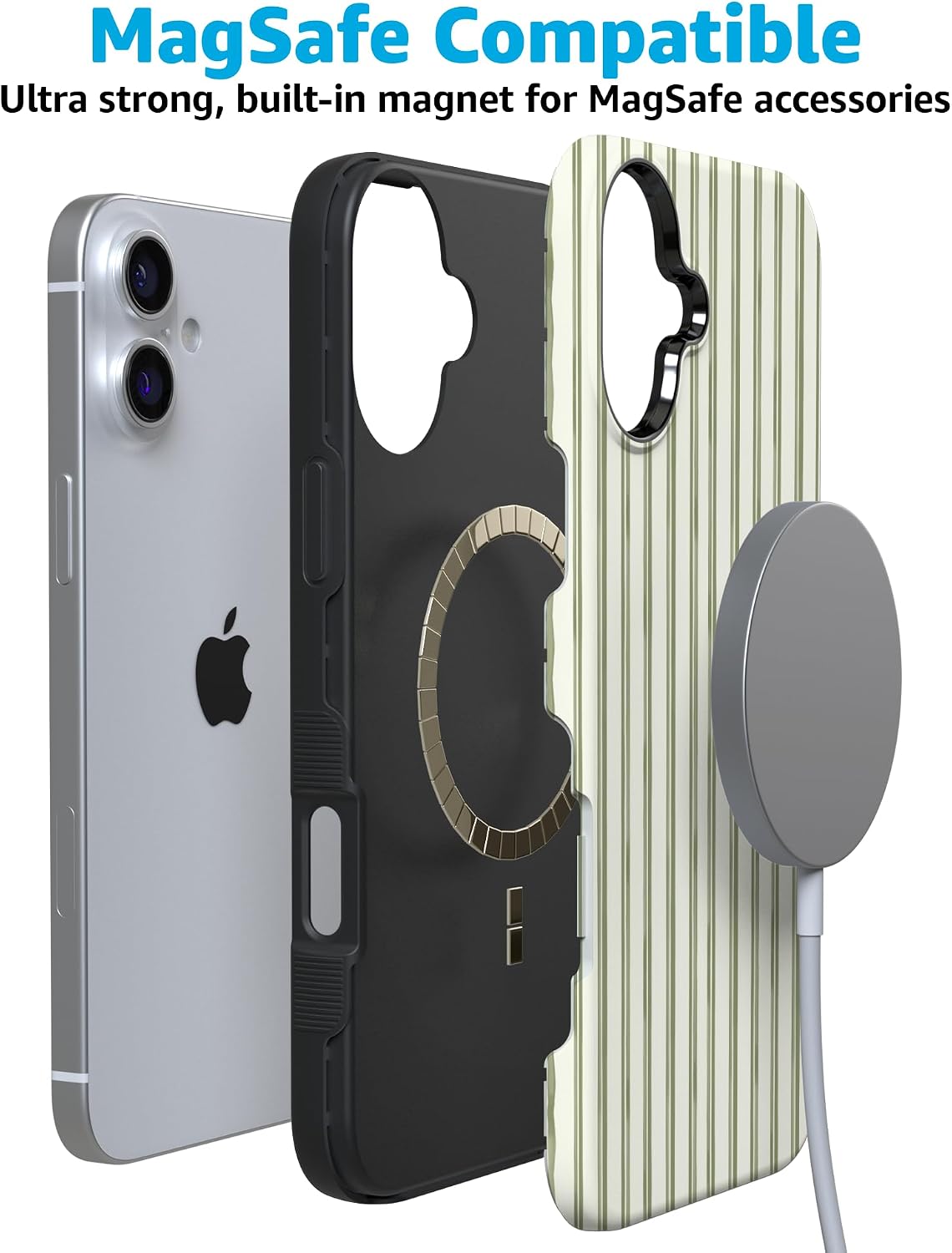 71BONyaJFgL._AC_SL1500_ Casely iPhone 16 Case | Linen Stripe | The Boyfriend Collection | Bold Protective Design | Compatible with MagSafe