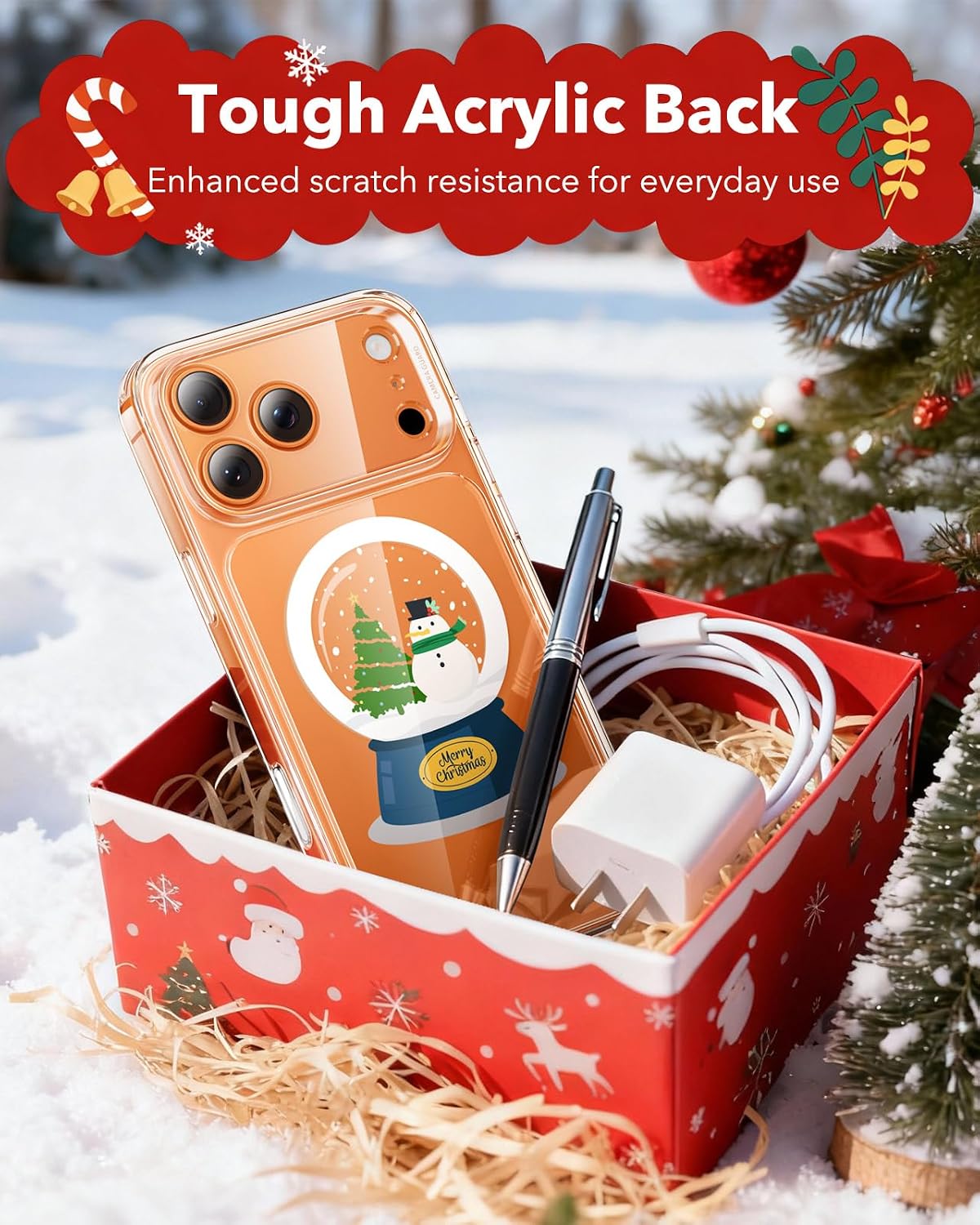 71BbouAXIGL._AC_SL1500_ ESR for iPhone 17 Pro Case, Camera Control Cover, Compatible with MagSafe, Shockproof Military-Grade Protection, Magnetic Phone Case for iPhone 17 Pro, Classic Hybrid Case, Christmas Globe