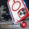 71Bifit3sGL._AC_SL1500_ Miracase Magnetic for iPhone 14 Pro Max Case 6.7 inch, (Compatible with MagSafe) Upgrade Full-Body Clear Phone Bumper Case with Built-in 9H Tempered Glass Screen Protector, Magnetic Red