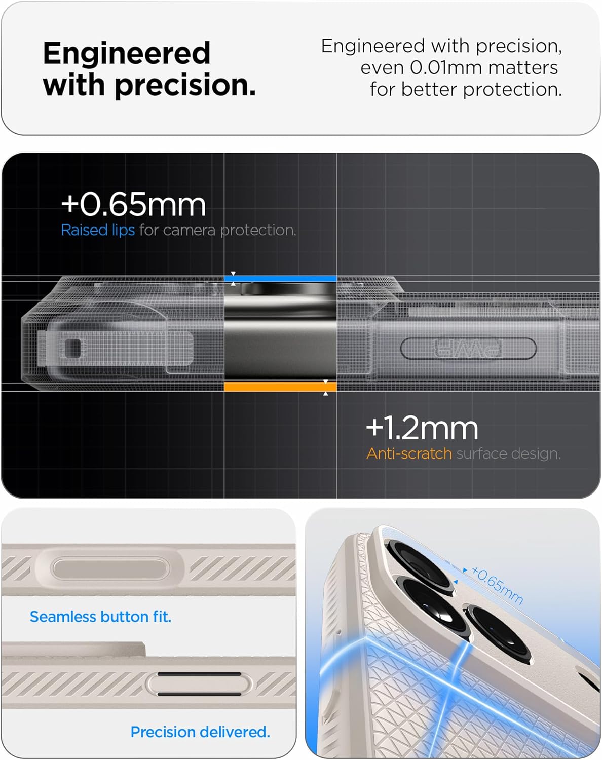 Spigen for iPhone 17 Pro Case, Liquid Air [TPU Covered Camera Control] [No Magnet Ring] [Military-Grade Protection] - Natural Titanium