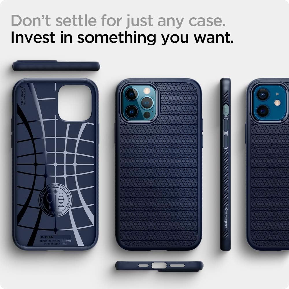 71BsMKFQSdL._AC_SL1000_ Spigen Liquid Air Designed for iPhone 12 / Designed for iPhone 12 Pro Case (2020) - Navy Blue