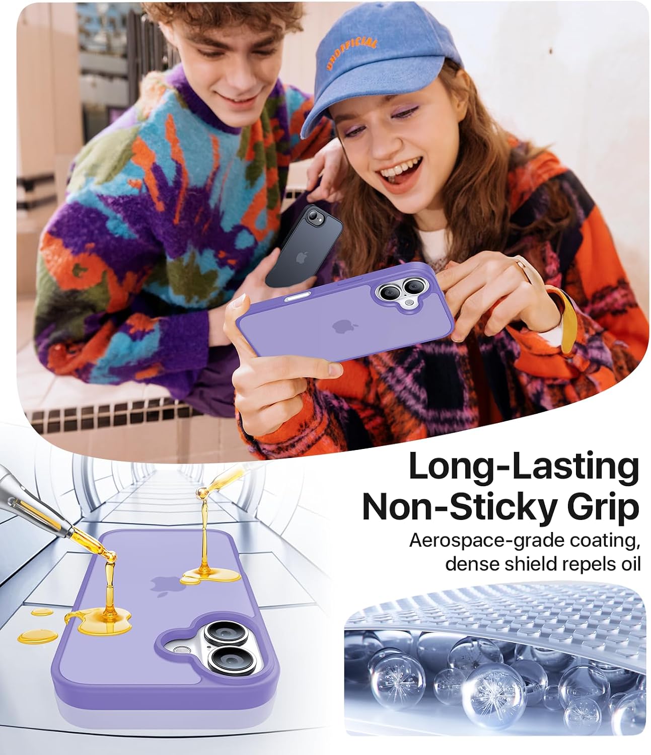 Eastinbox for iPhone 17 Case [16FT Military Grade Shockproof], Anti-Slip Anti-Scratch, Slim Translucent Frosted Matte Phone Cover, Case for i Phone17 6.3", Lightpurple