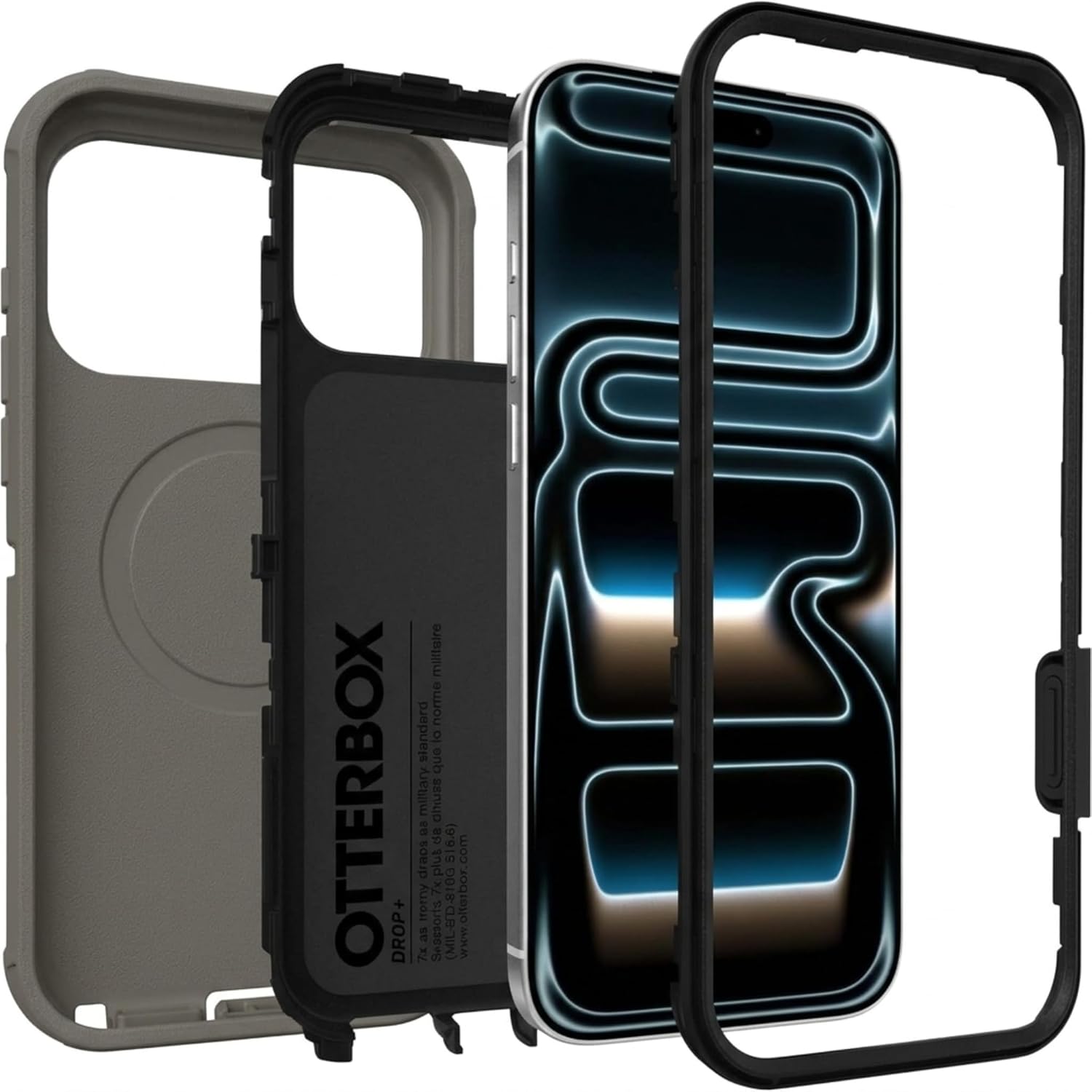 71CGqTmbGQL._AC_SL1500_ OtterBox iPhone 17 Pro Max (Only) - Defender Series Case - Dark Roast (Grey & Black) - Snaps on MagSafe - Tough - Rugged & Durable