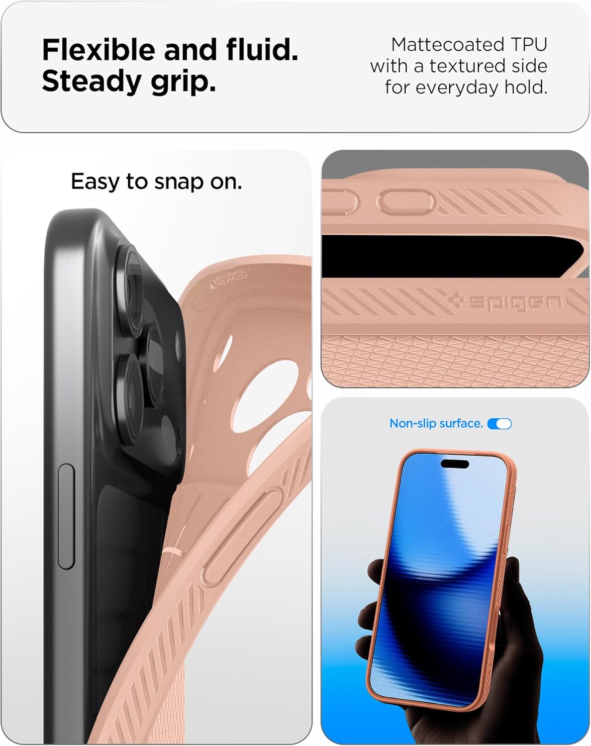 Spigen for iPhone 17 Pro Max Case, Liquid Air [TPU Covered Camera Control] [No Magnet Ring] [Military-Grade Protection] - Rose Titanium