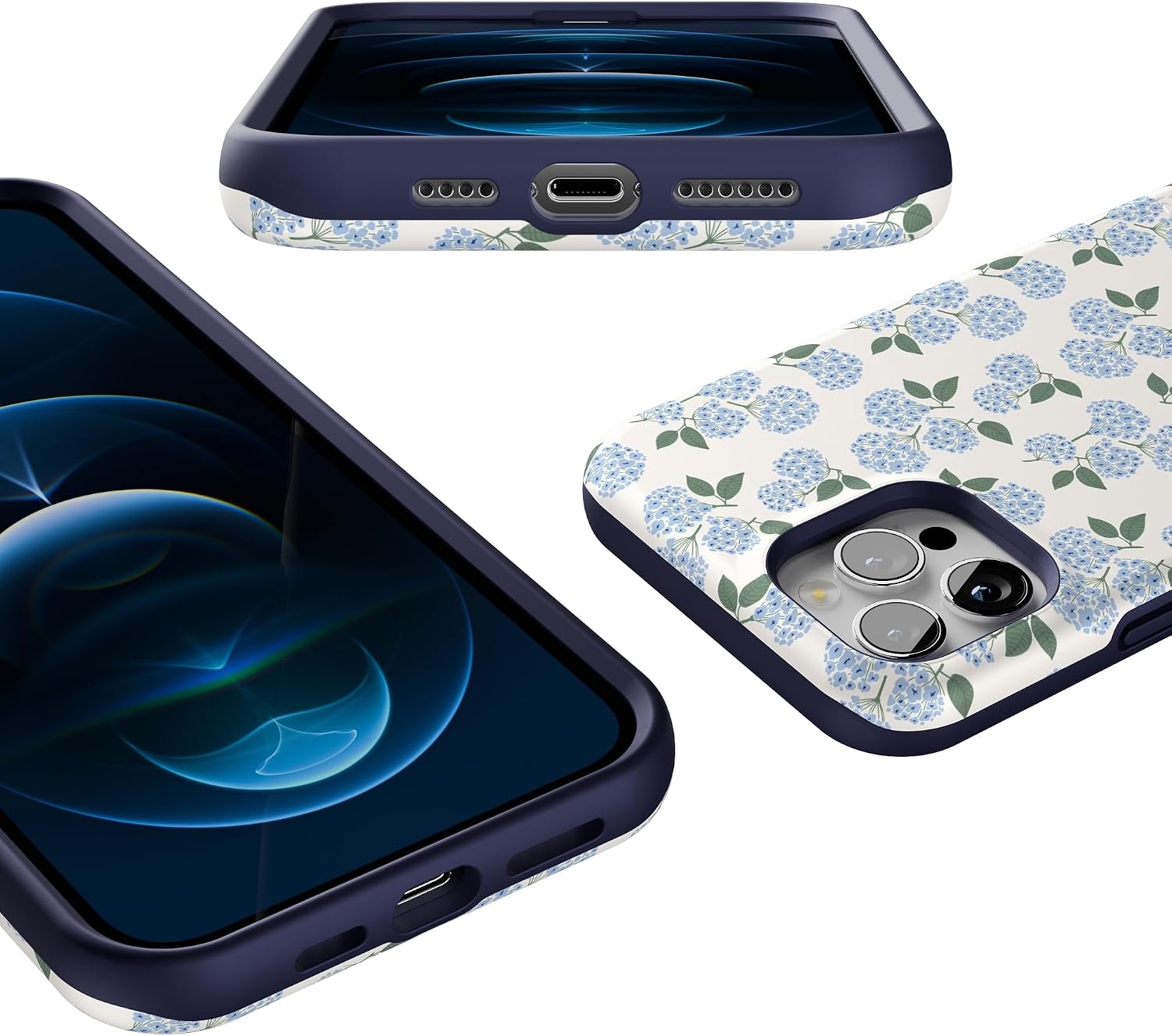 71CbhI5VAnL._AC_SL1500_ Casely iPhone 12 Pro Max Case | Nantucket Cottage | Blue Hydrangea | Bold Protective Design | Compatible with MagSafe