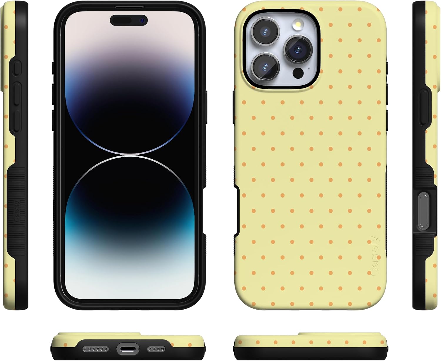 71D0R1gvcAL._AC_SL1500_ Casely iPhone 16 Pro Case | On the Dot | Yellow Polka Dot | Bold Protective Design | Compatible with MagSafe