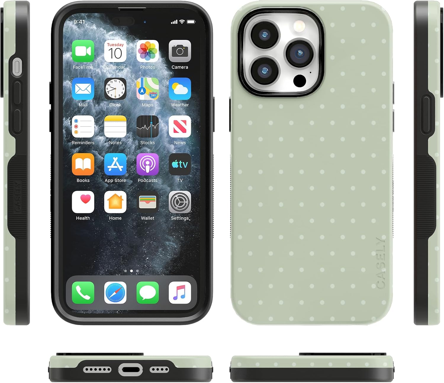 71D2TO1Zx8L._AC_SL1500_ Casely iPhone 14 Pro Case | On the Dot | Green Polka Dot | Bold Protective Design | Compatible with MagSafe