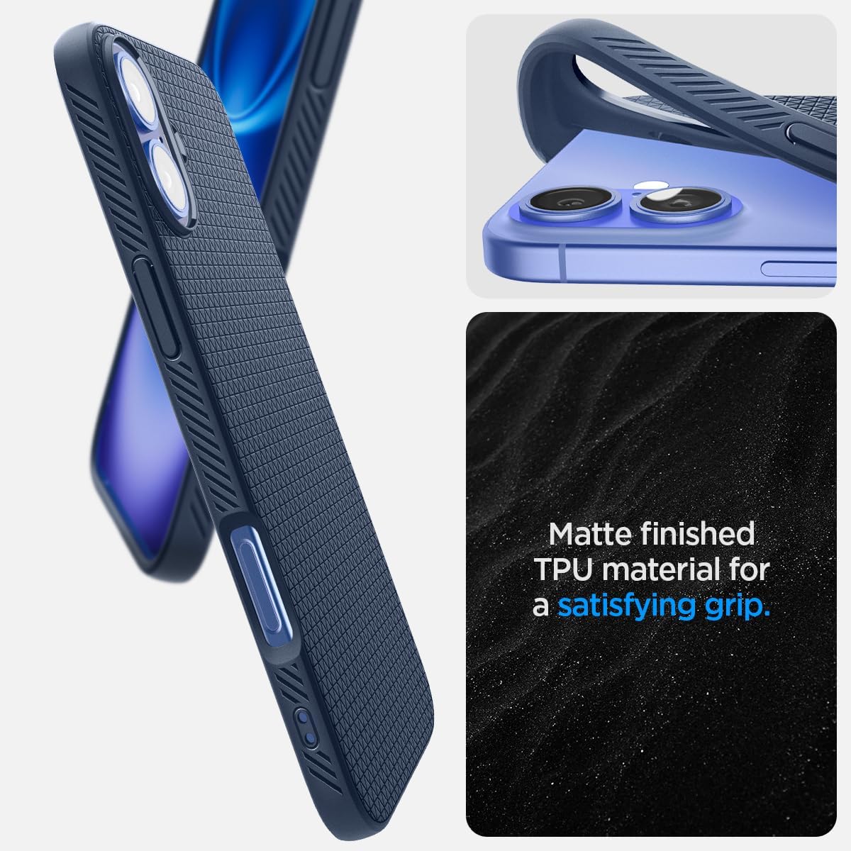 Spigen Liquid Air Designed for iPhone 16 Case [NOT Compatible with MagSafe], [Military-Grade Protection] - Navy Blue | NOT Compatible with MagSafe