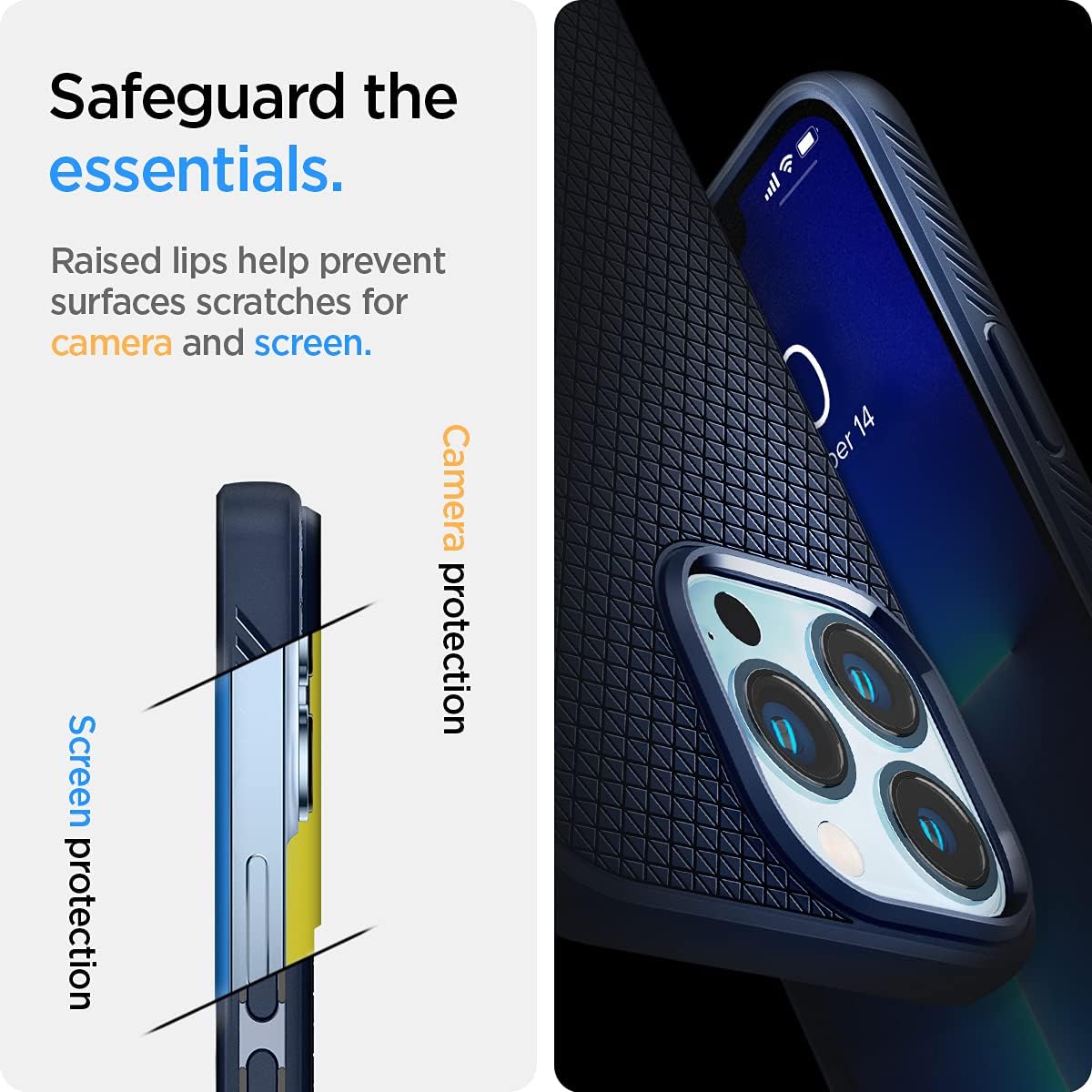 71DOdOMibhL._AC_SL1200_ Spigen Liquid Air Designed for iPhone 13 Pro Case (2021) - Navy Blue