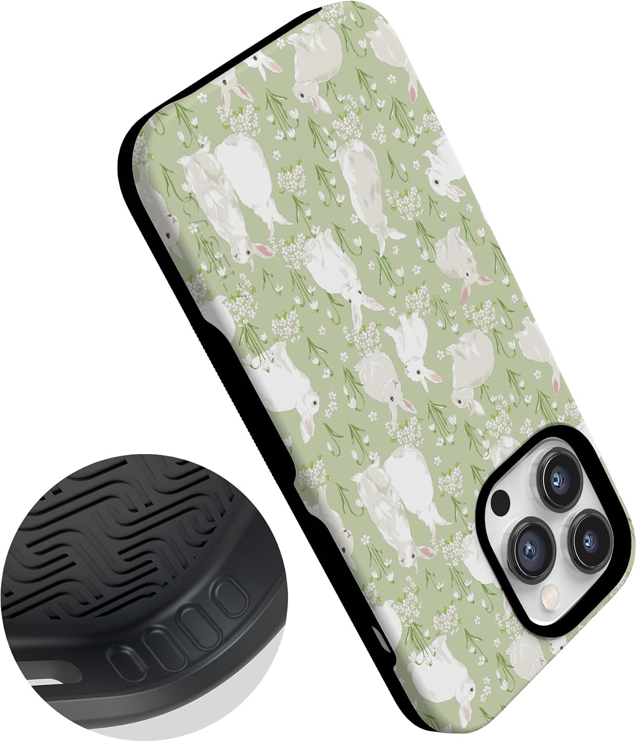 71DeocG7rL._AC_SL1500_ Casely iPhone 14 Pro Case | Hop to it | Green Bunny | Bold Protective Design | Compatible with MagSafe