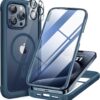 Miracase Magnetic for iPhone 15 Pro Case [Compatible with MagSafe] Full-Body Phone case with Built-in Glass Screen Protector& Camera Protector, Military Drop Proof 15 Pro Cover 6.1 inch, Storm Blue